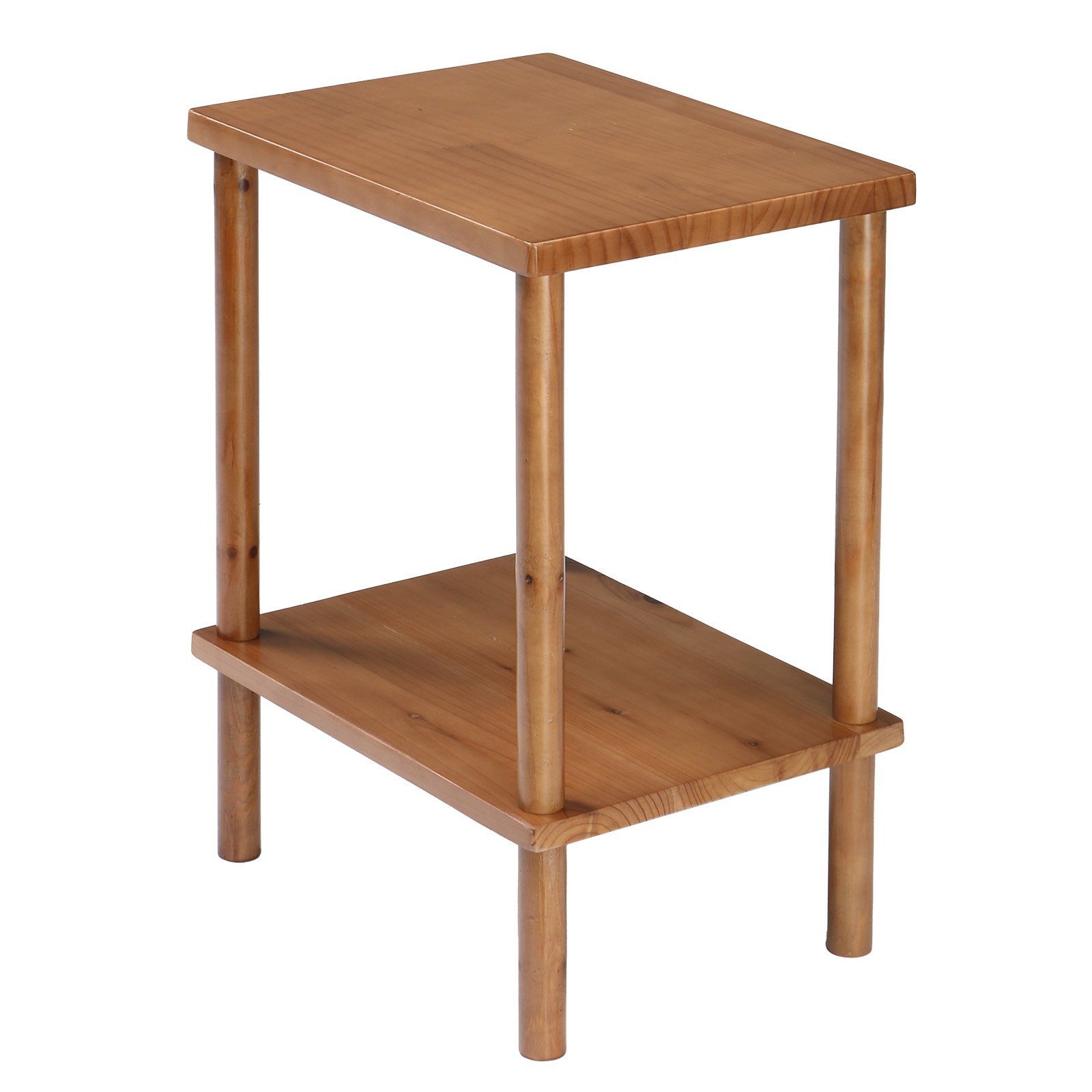 2 Tier Wood End Table, Outdoor Side Table with Storage Shelf, Coffee Table NEW -