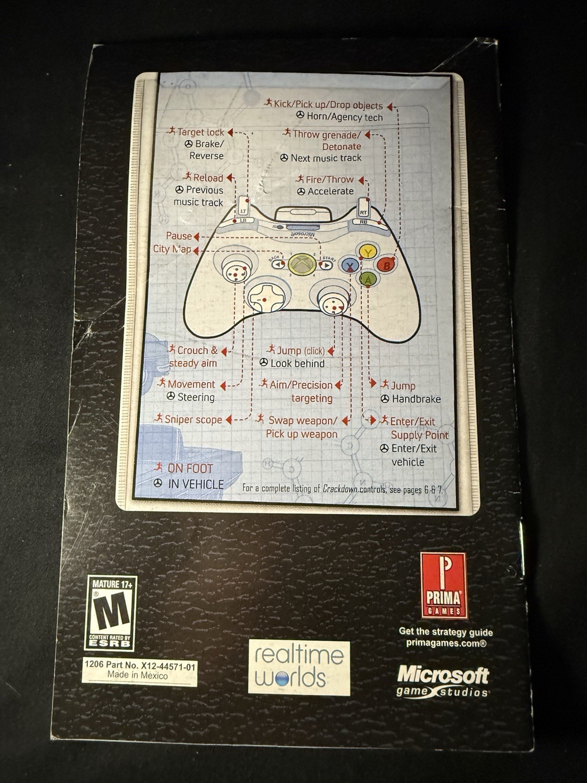 Crackdown (Microsoft Xbox 360) Authentic Original FIELD MANUAL ONLY (No Game)