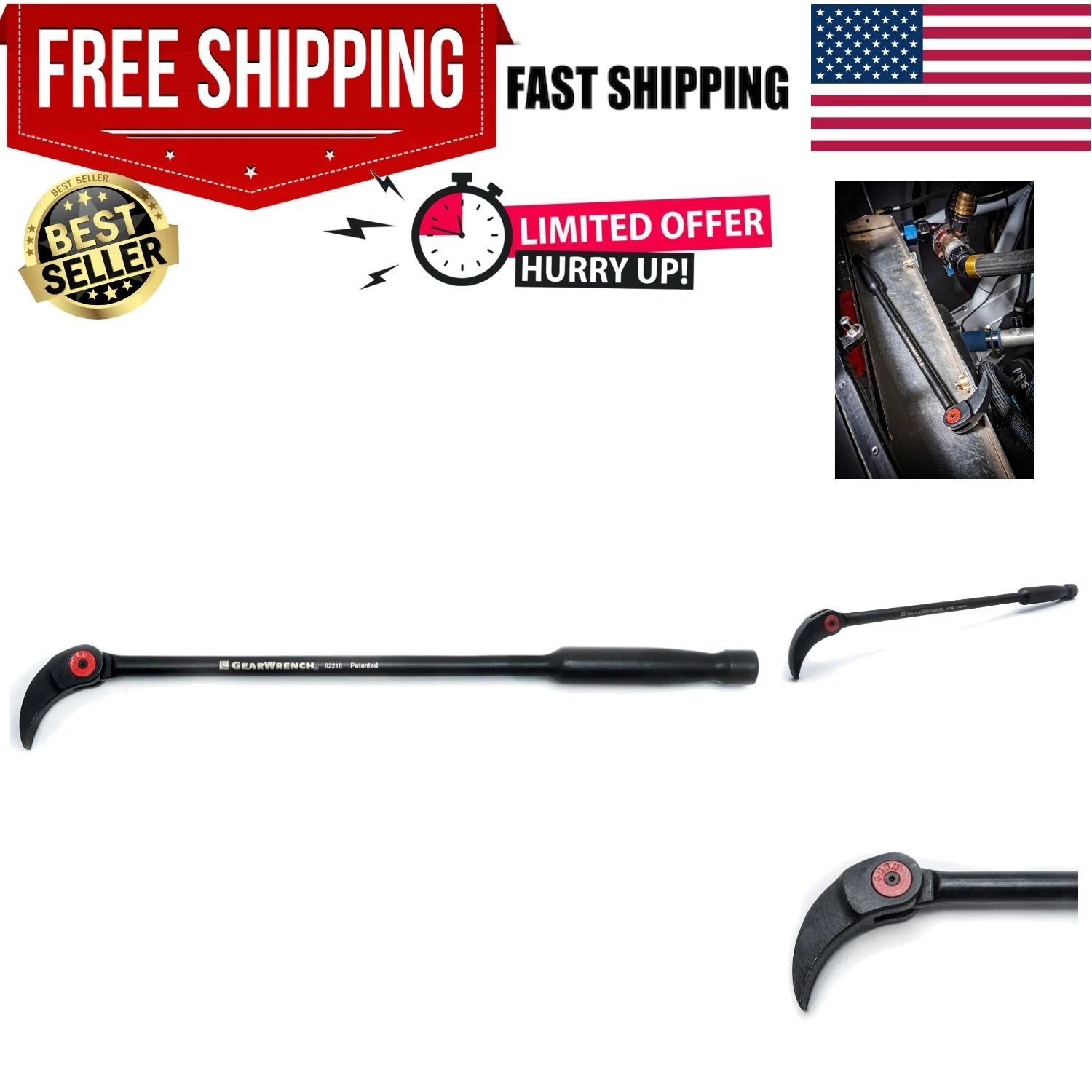 16-Inch Alloy Steel Pry Bar with Fixed Square Head - Lifetime
