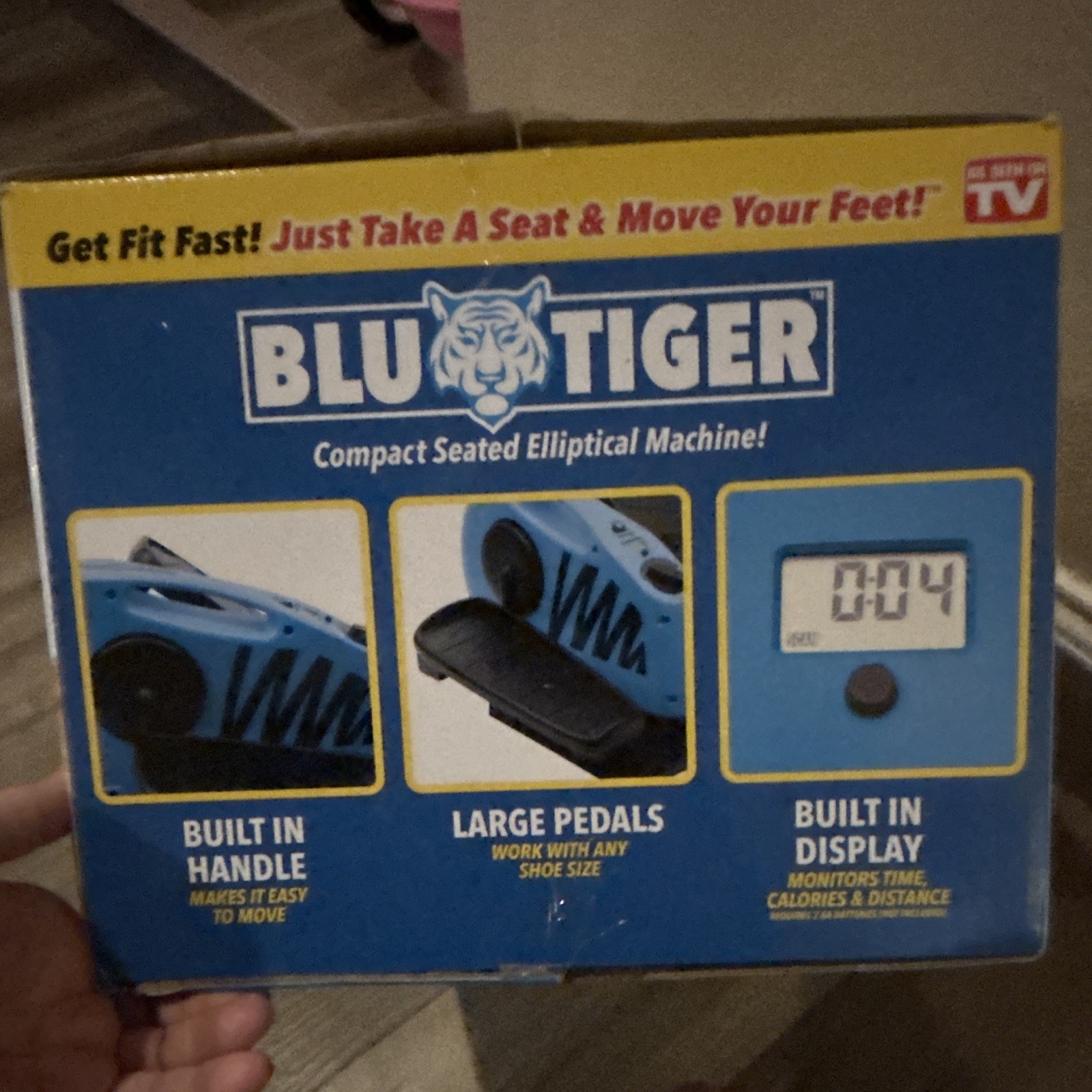 Blu Tiger Compact Seated Elliptical Machine Built-in Display Handle Large Pedals