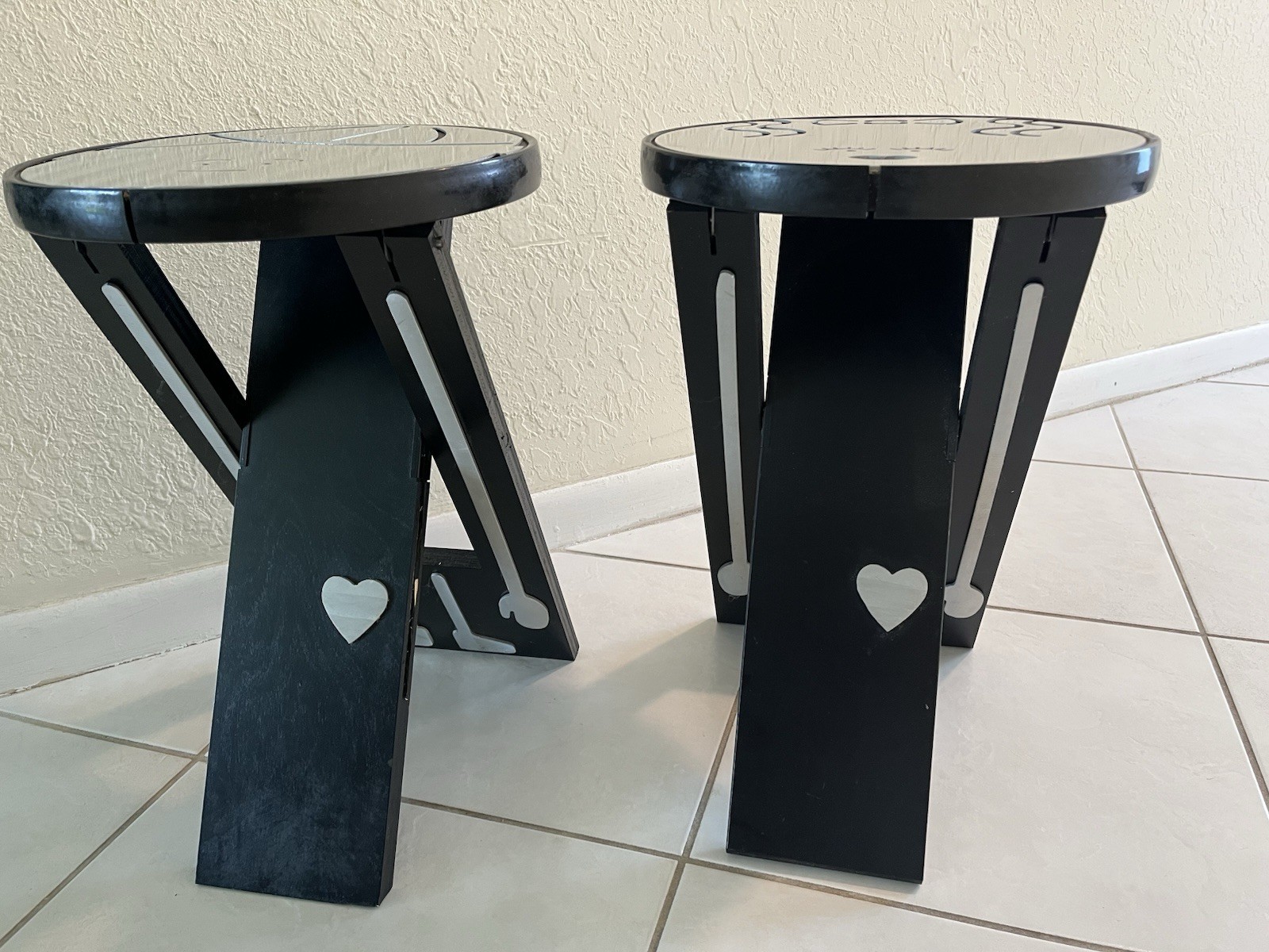 Black Silver Gray Wood Stools Fred Garbotz