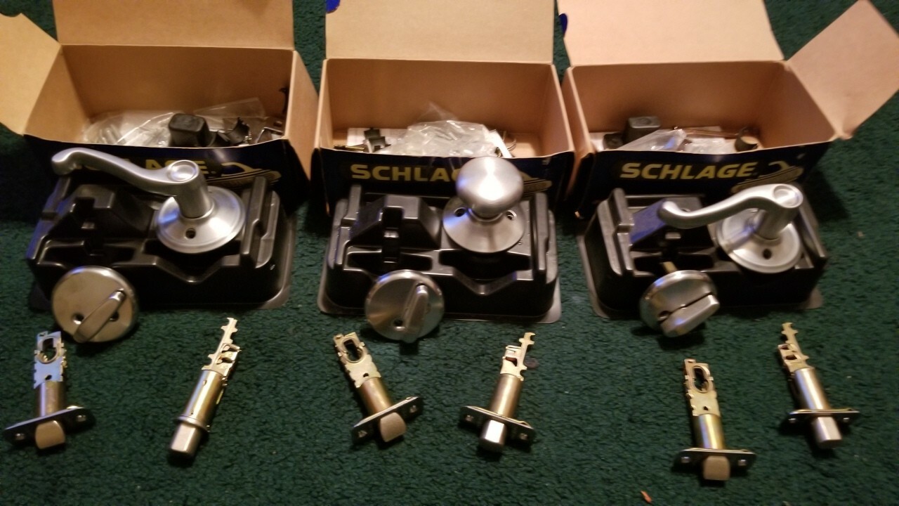 Lot Of 3 brushed chrome Schlage Inside door Trim Kits (see pics)