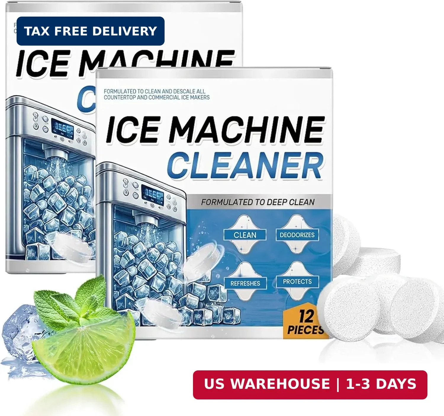 Ice Machine Cleaner Maker Descaler - 24 Ice Maker Cleaner Tablets, Compatible wi
