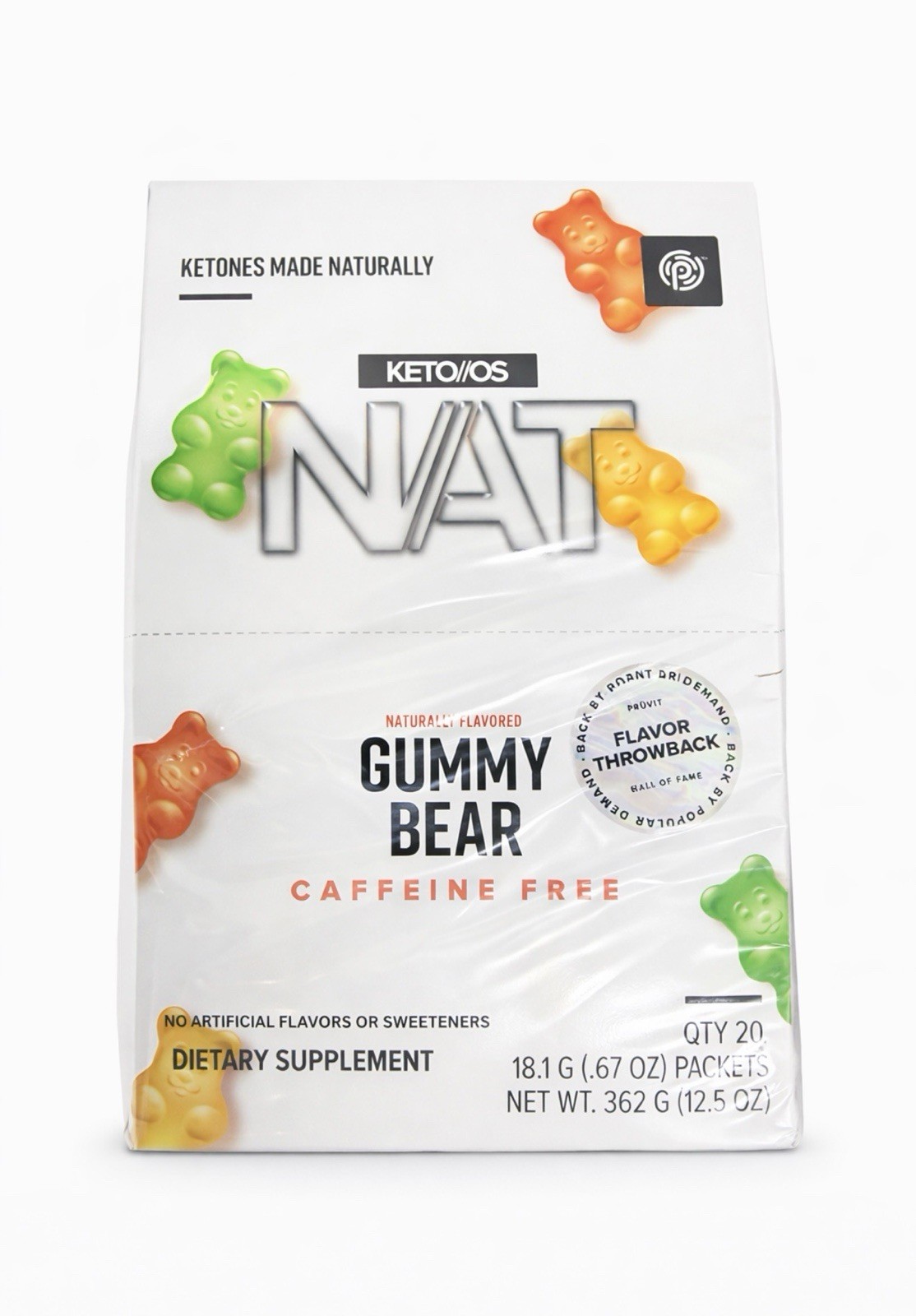 PRUVIT Ketones NAT 20 Packets Free Caffeine GUMMY BEAR/FREE SHIPPING exp 05/27