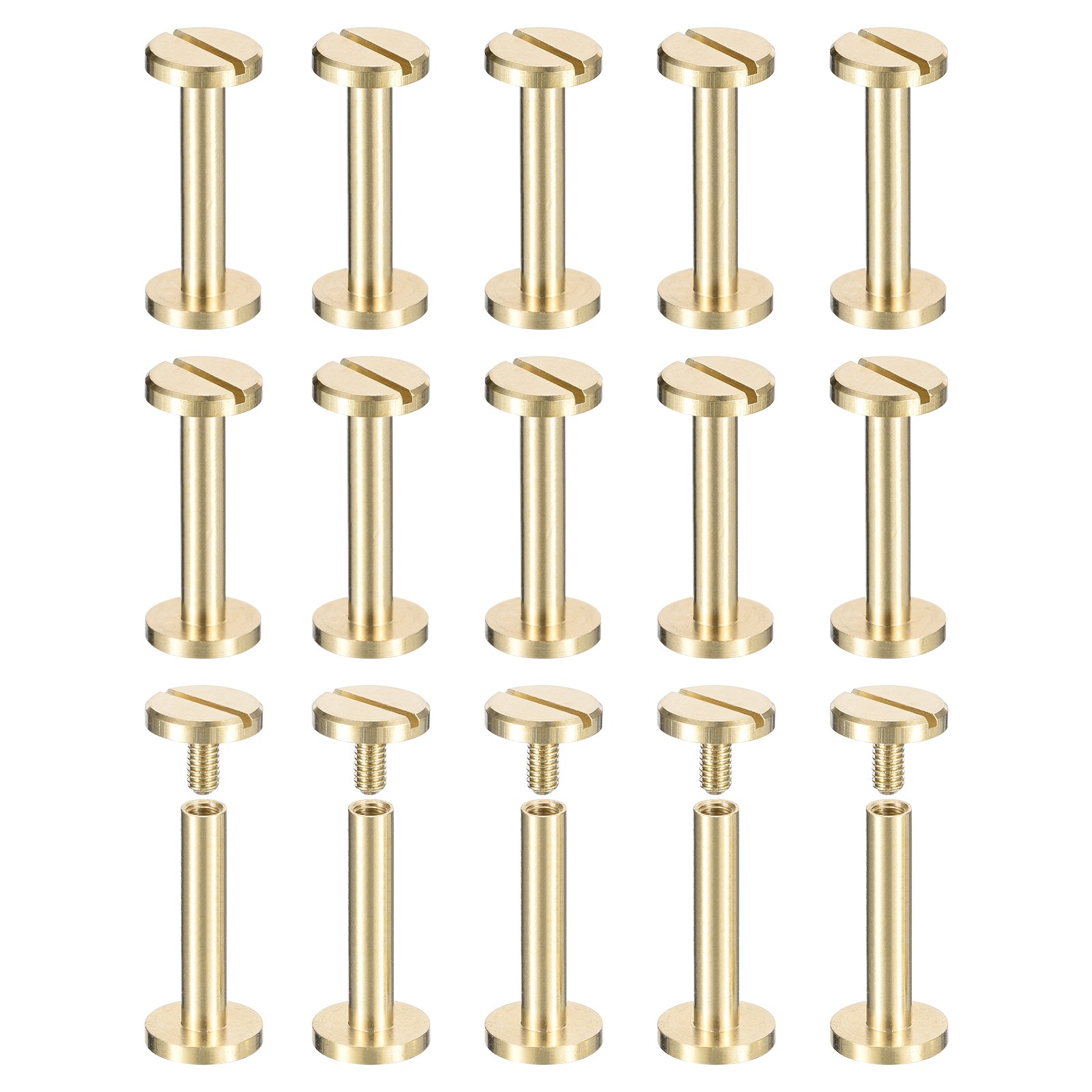 30Pack Brass Chicago Screws 20x10mm Post Nail Stud Rivets for Leather Craft
