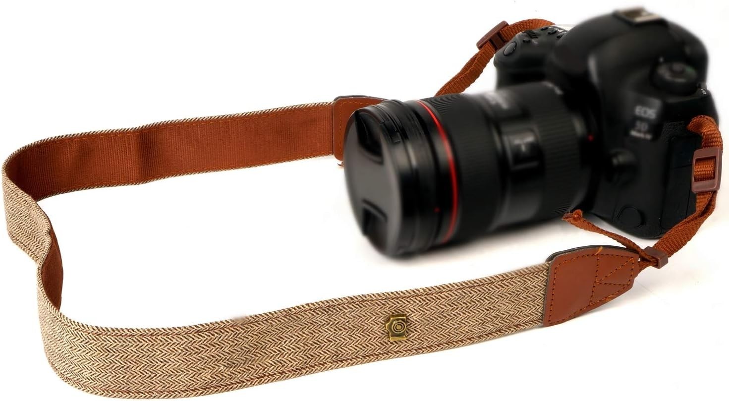 Stylish Brown Canvas Strap with Quick Release - Perfect for DSLRs and Binoculars