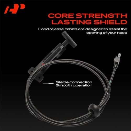Front Hood Latch Release Cable with Handle Compatible with Ford E-150 2003, E