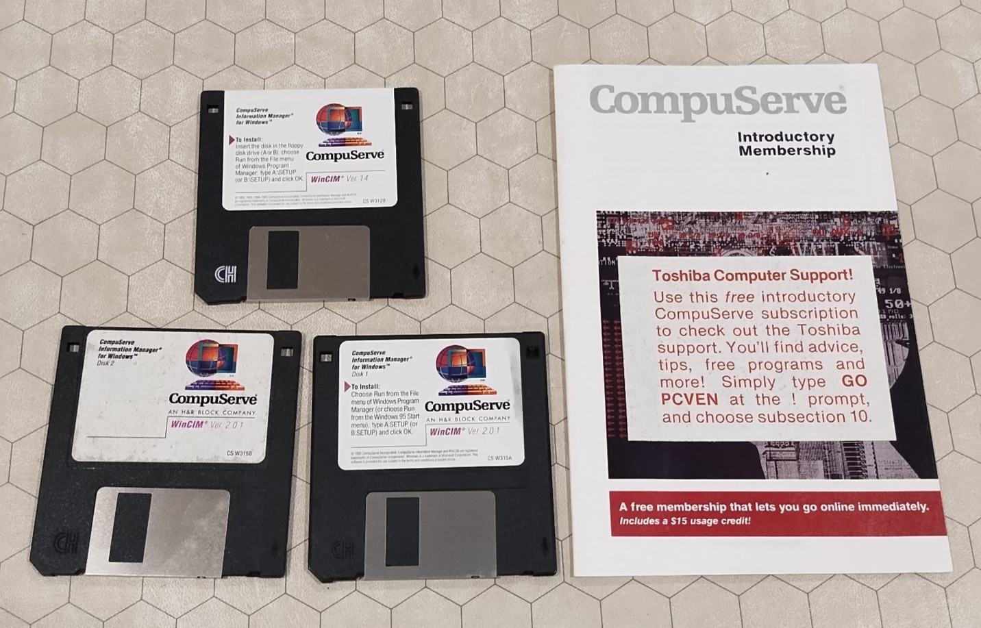 Compuserve lot, versions 1.4 and 2.0.1, 3.5", tested! Toshiba