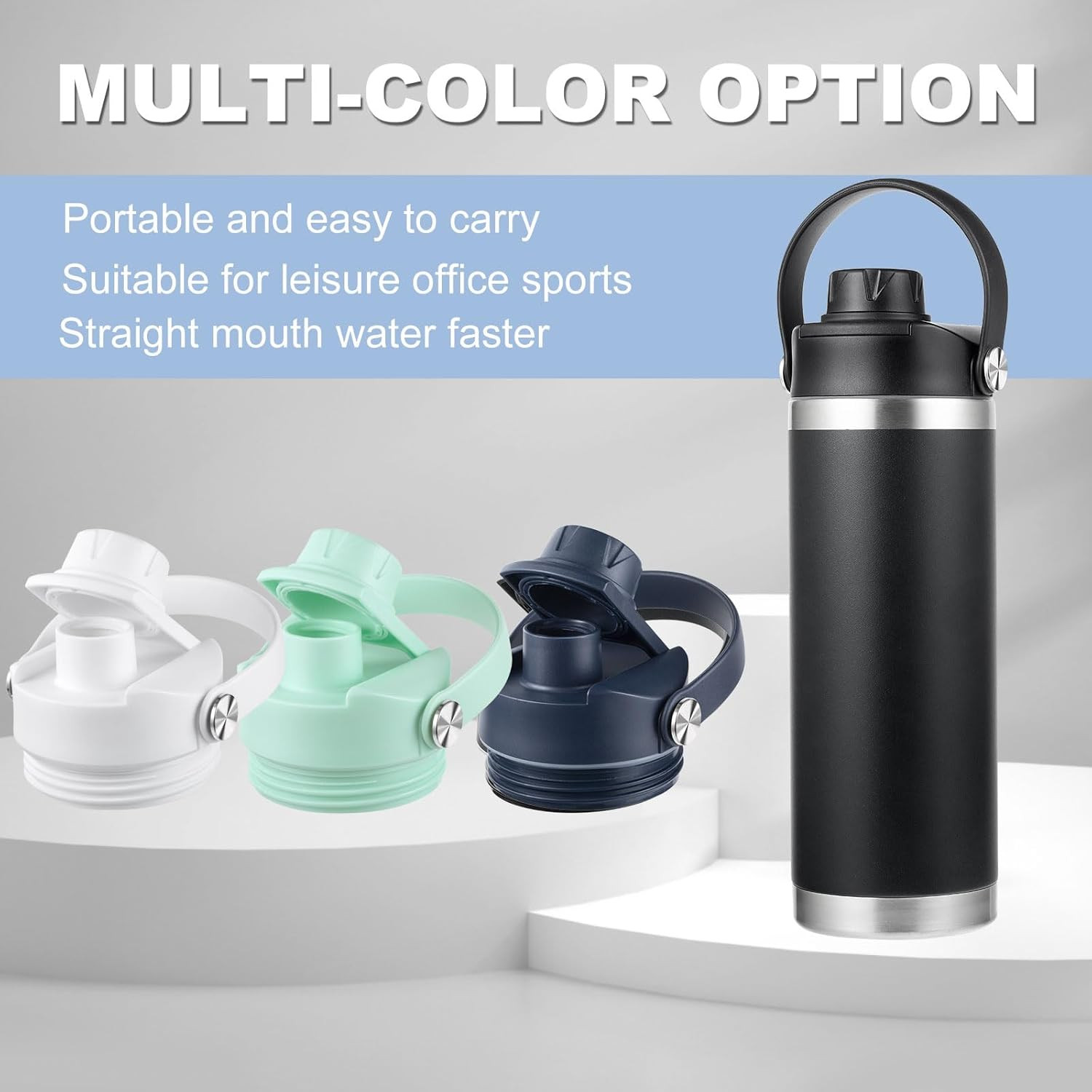 Lid for Yeti Rambler 12 18 26 36 64 Oz, Cap with Flexible Handle, Replacement Ch