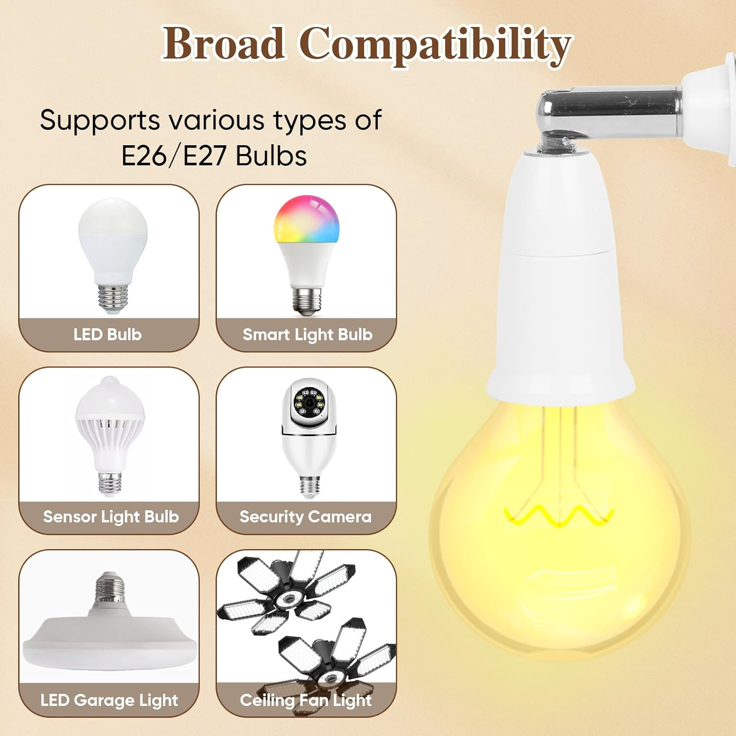 3 Pack Light Socket Extender, E26/E27 4.5 Inch Light Socket Extension, Vertical