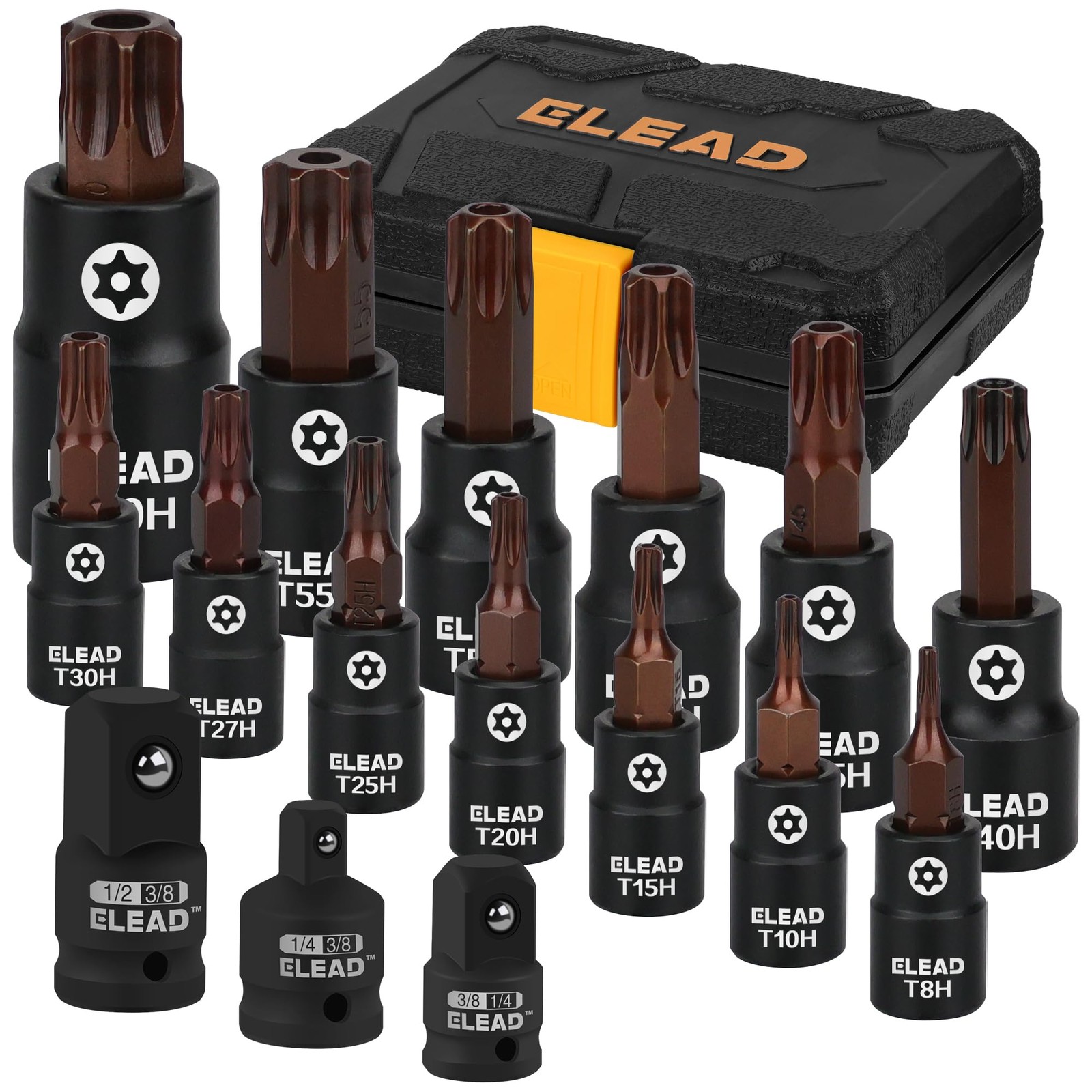 16-Piece Torx Bit Socket Set - Premium S2 Steel European Style T8-T60 with So...