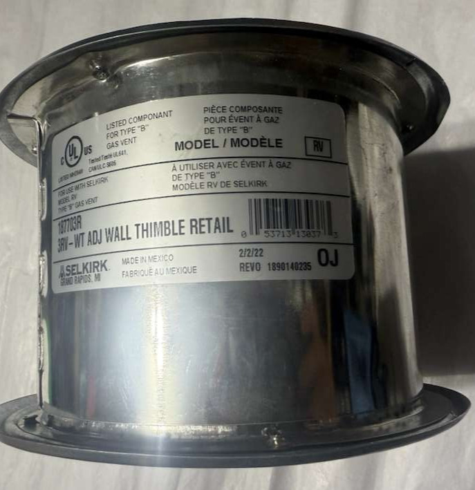 Selkirk 187703R Galvanized Steel Gas Vent Adjustable Wall Thimble 3 Dia. in.