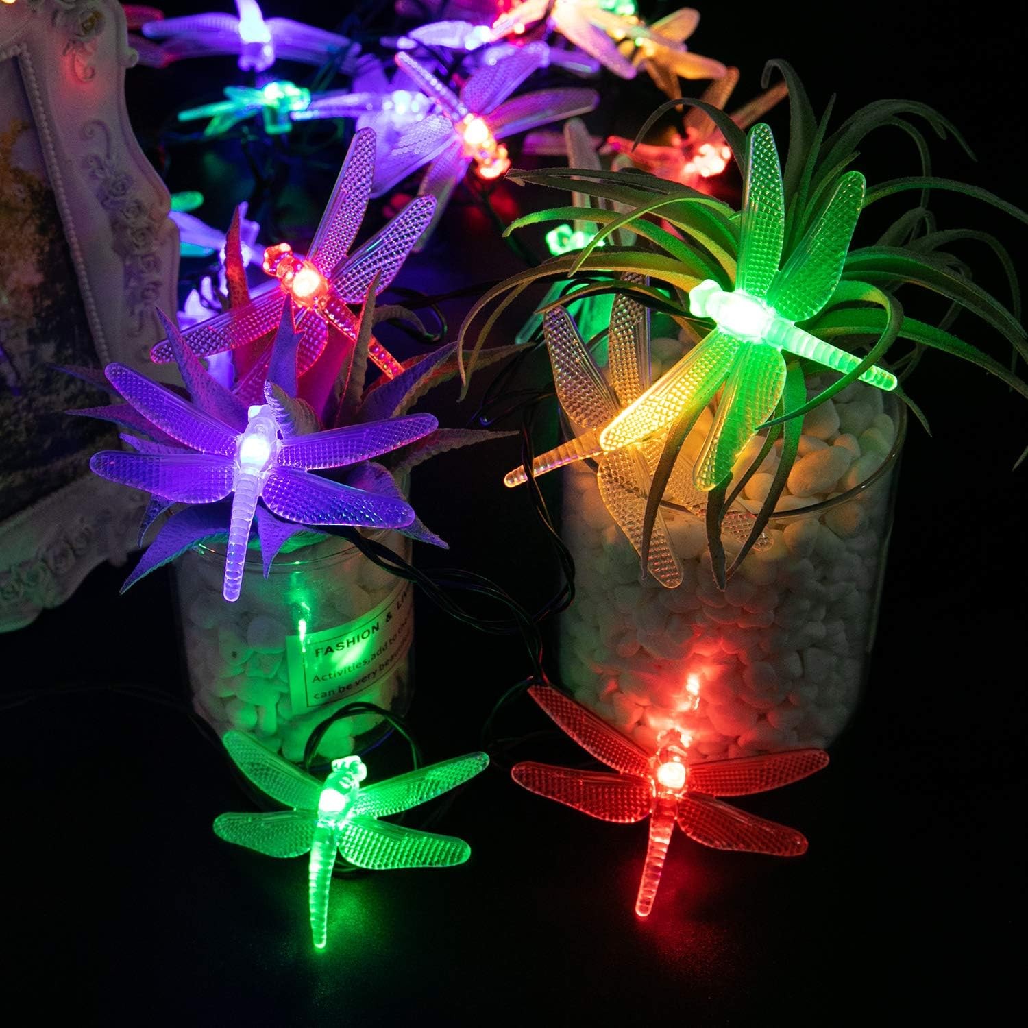 Dragonfly Solar String Lights Outdoor 25.6FT 30 LED Waterproof Solar Powered