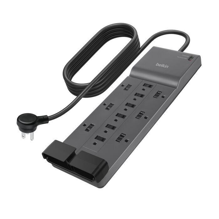 Connect 12-Outlet Home/Office Surge Protector with 8-foot cord, 3780J, Gray