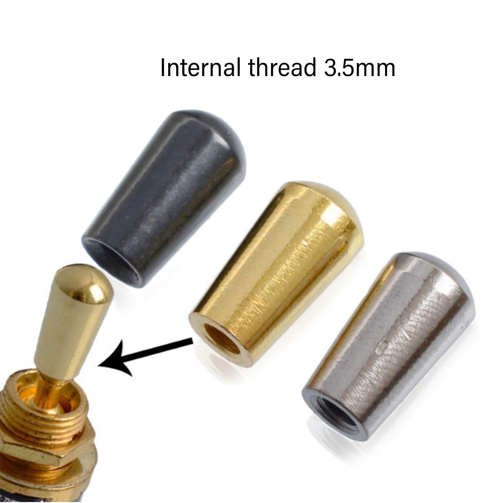 EINCORN 3Pcs Metal Guitar 3 Way Toggle Knobs Tip Caps Replacement Part for A