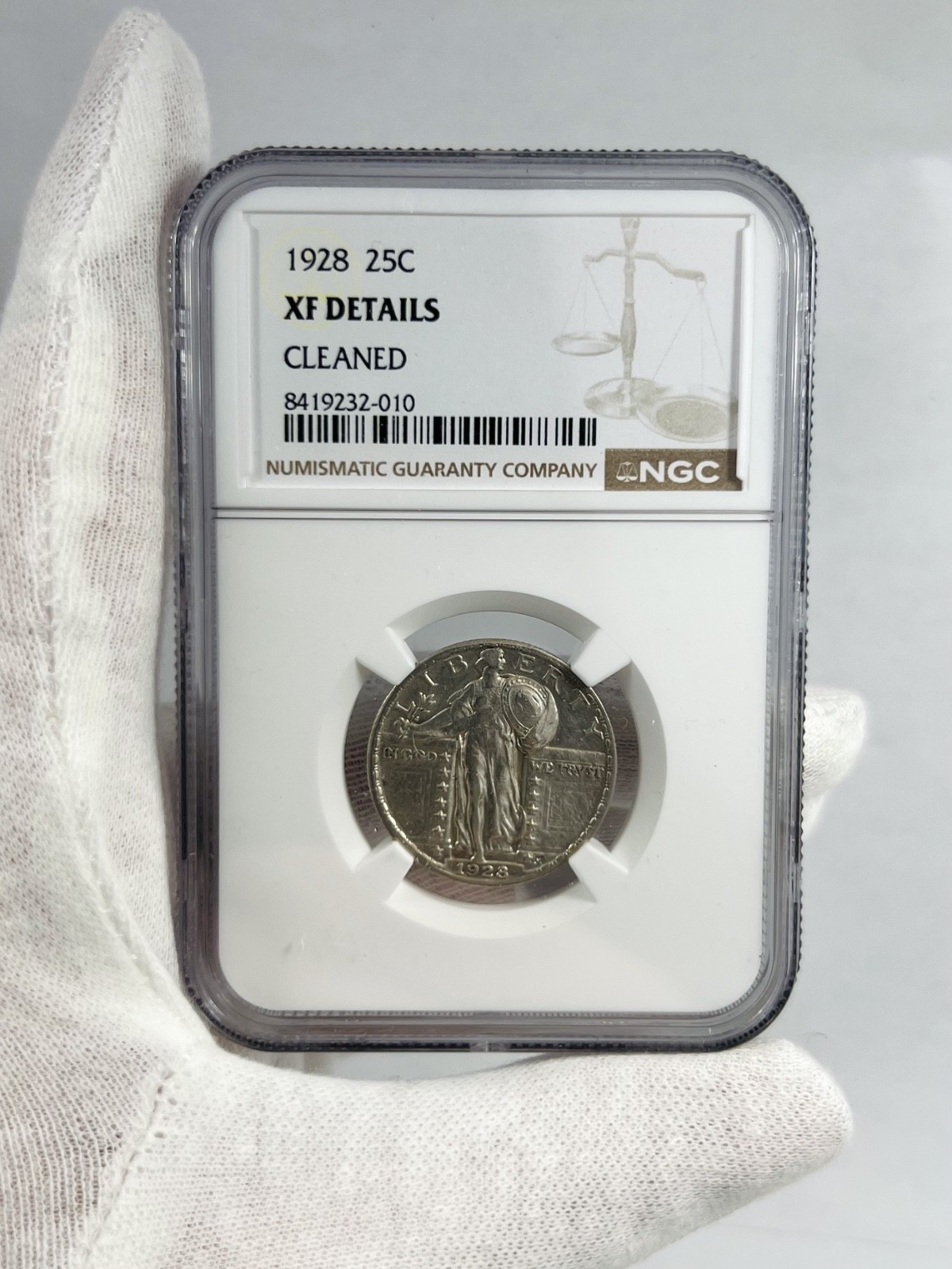 1928 STANDING LIBERTY QUARTER NGC XF DETAILS 25C COIN