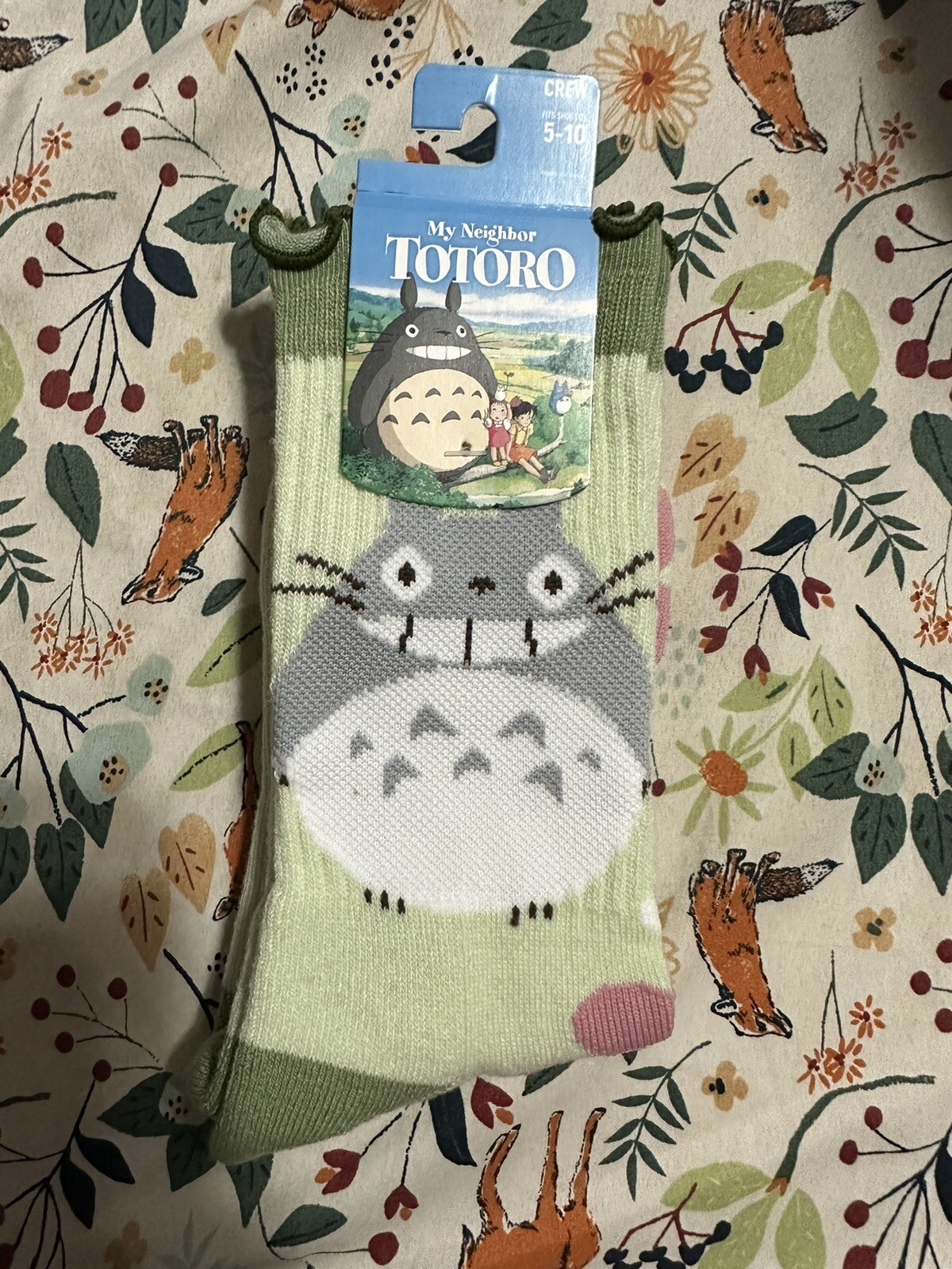 Studio Ghibli My Neighbor Totoro Floral Lettuce Crew Socks