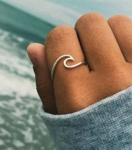 Unique Wave Toe Ring For Women's In Solid Metal 14k White Gold Plated Silver