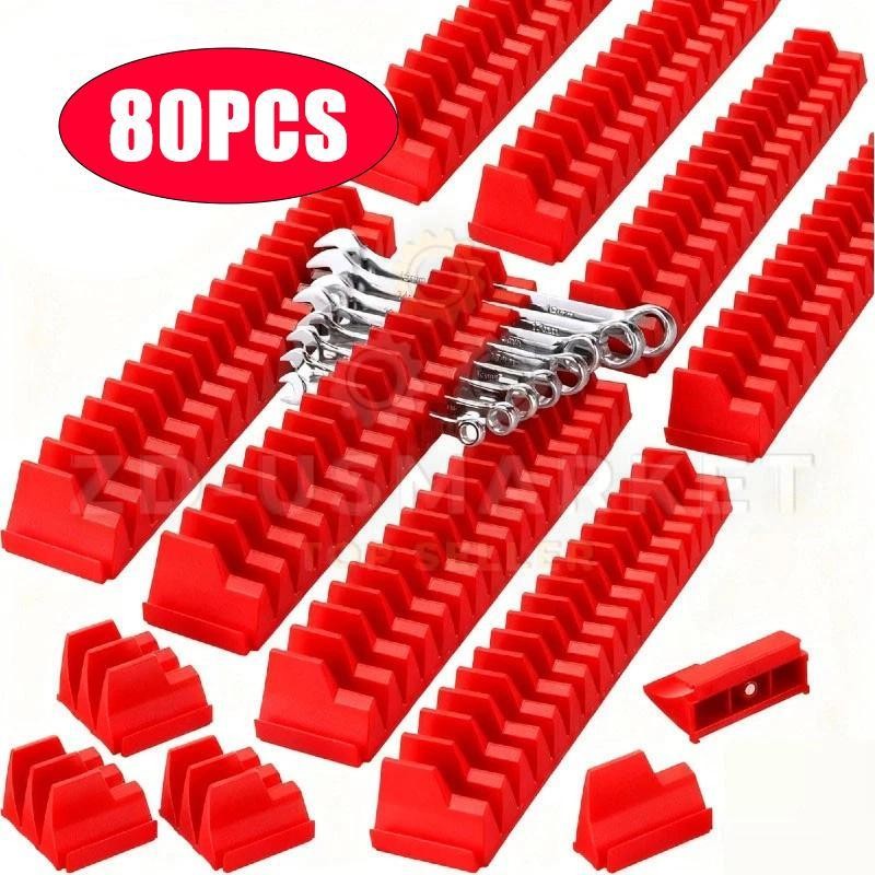 80PCS Magnetic Modular Wrench Organizer Compact Tool Storage Slots Hold Tools