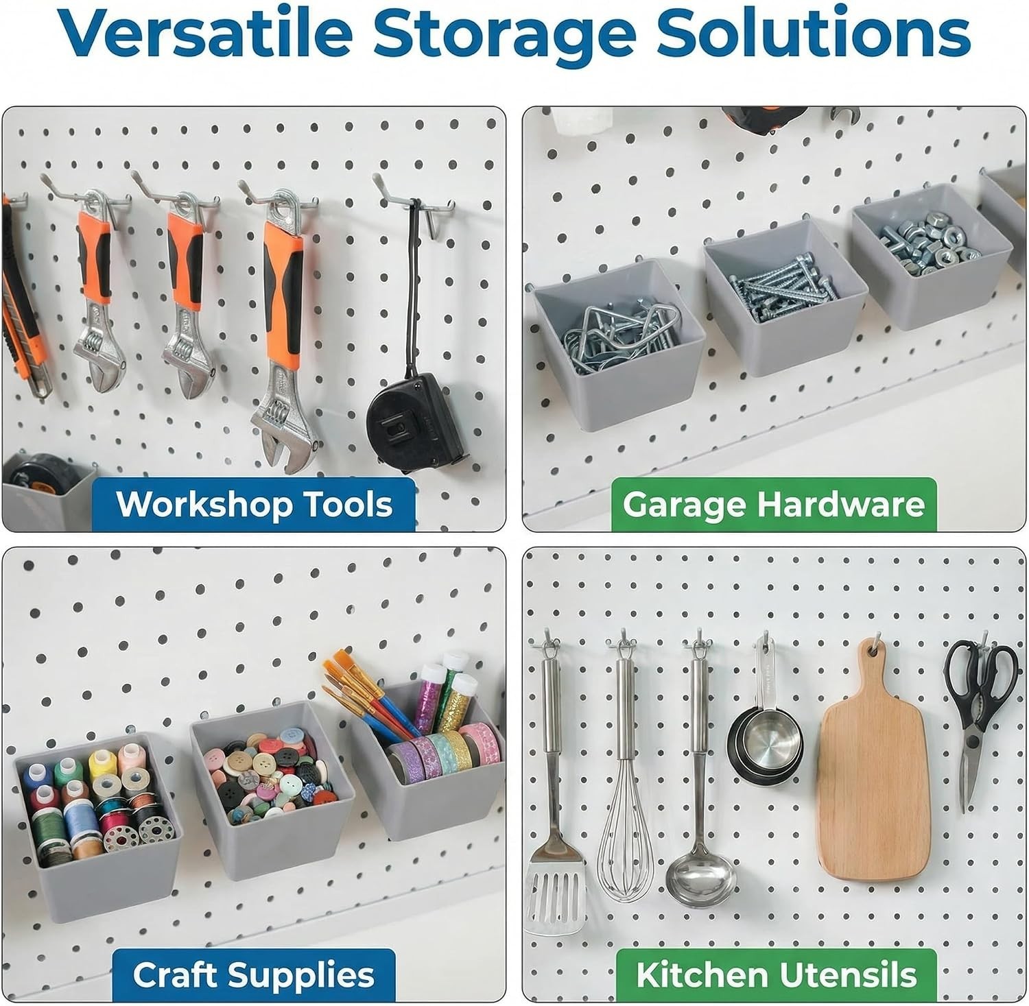 Pegboard Accessories Organizer Kit, 90PCS Hooks Assortment with Bins and Jars...