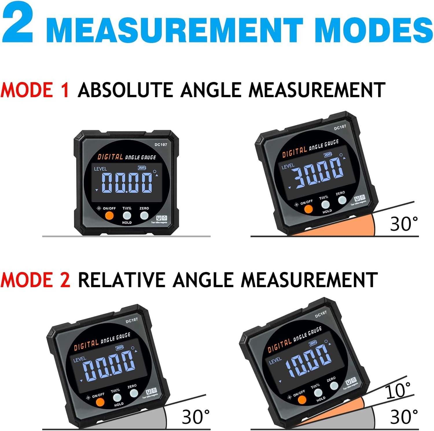 Digital Angle Finder with Electronic Laser - 4-Side Strong Magnetic Angle Gauge,
