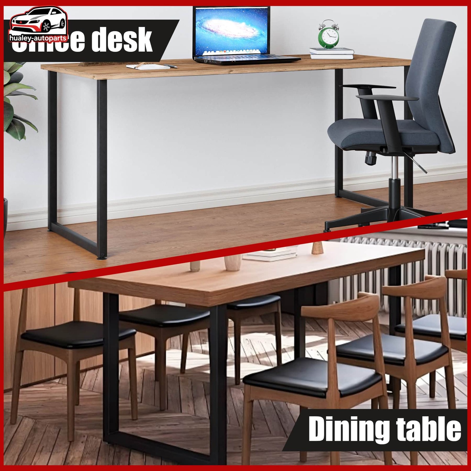 28" x 17.7" Black Table Legs Industrial Country Style Heavy Duty Set of Steel