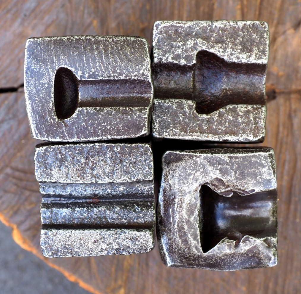 RARE 4PC BLACKSMITH "TENON" FORMING SWAGE BLOCK ANVIL VINTAGE IRON WORKER HAMMER