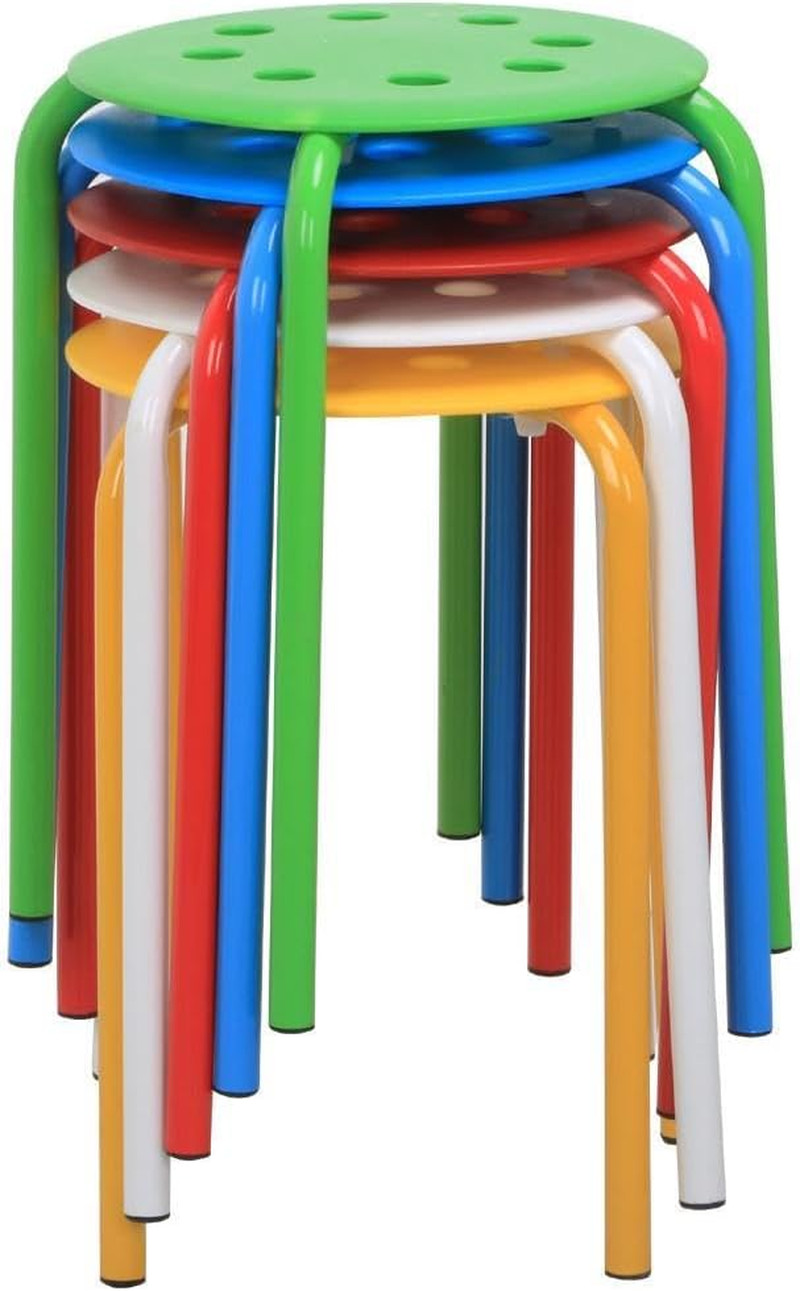 Colorful 17.3" Stackable Stools for Classroom - Set of 5 Portable Seating