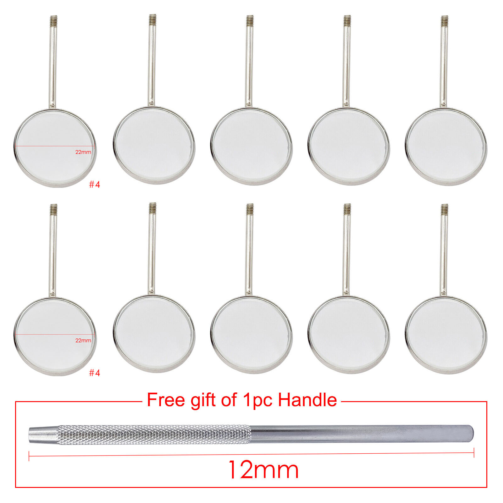 20 Pcs Dental Mouth Mirror Head Stainless Steel Reflector Front Surface #4