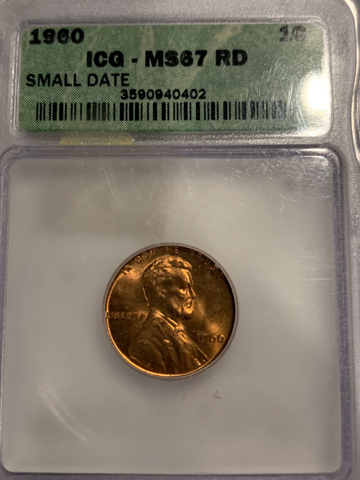 1960 Lincoln Cent MS67 RD Small Date Penny  Great Eye Appeal
