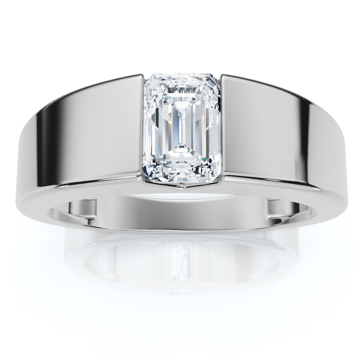 Men's 1Ct Emerald Cut Diamond Wedding Anniversary Ring 14k Gold or Platinum