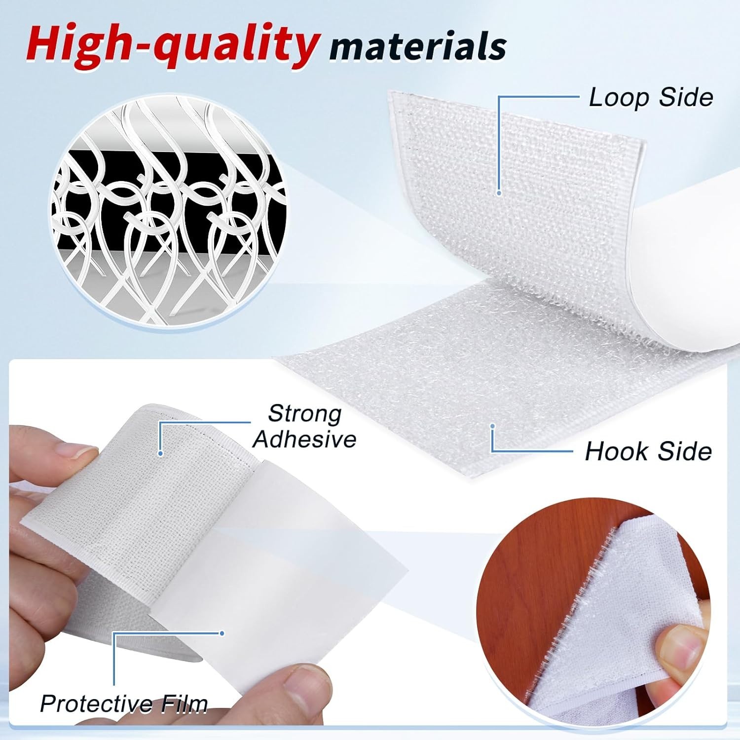 2 Inch X 15Ft Hook and Loop Strips with Adhesive, Double Sided Self Adhesive, Ny