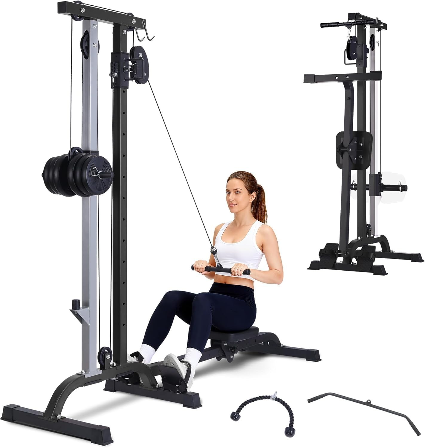 2in1 Rowing & Cable Machine LAT Pull Down Rowing Machine Training for Home Gym