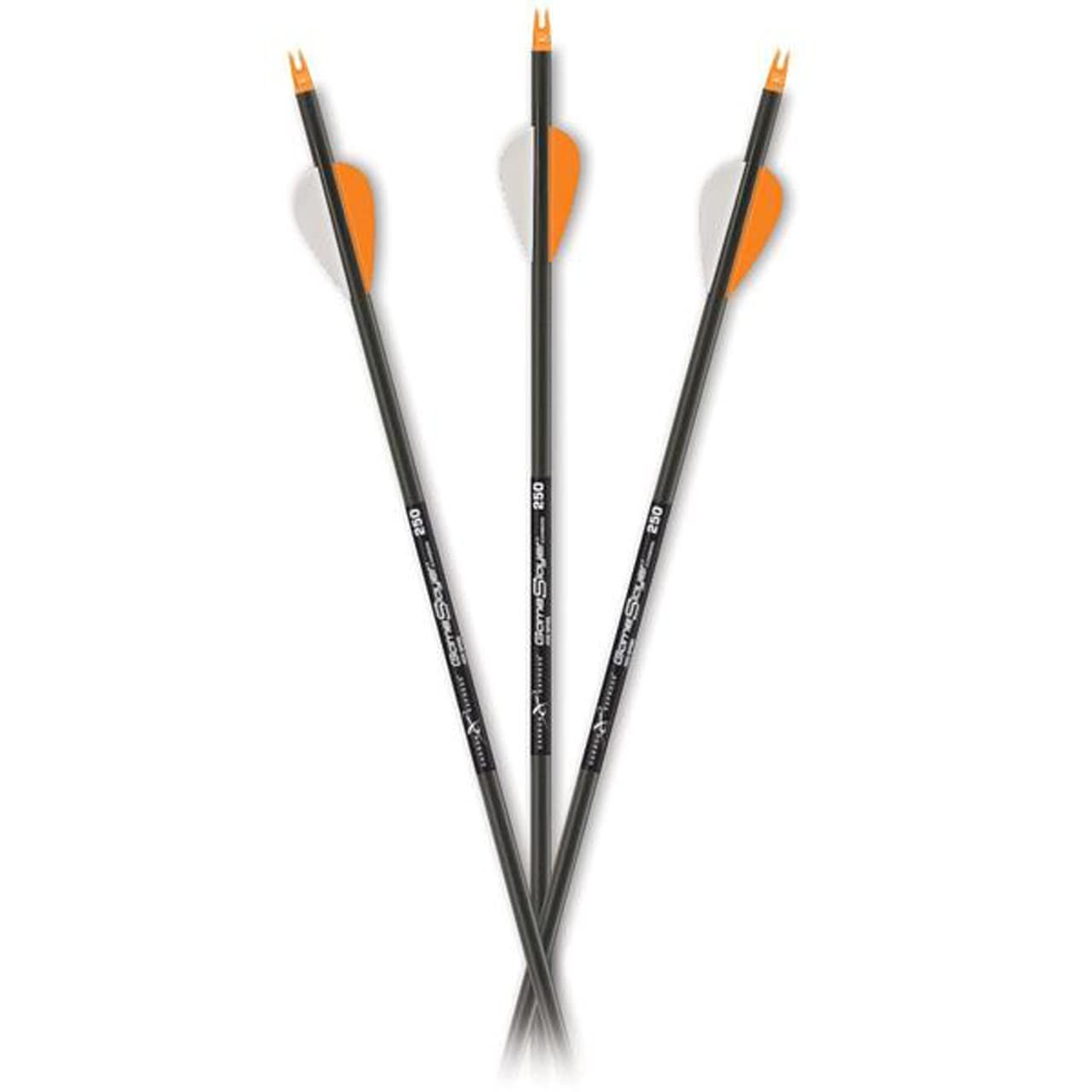 Carbon Express Gameslayer Fletched Arrows with 2" 350, Black/Orange