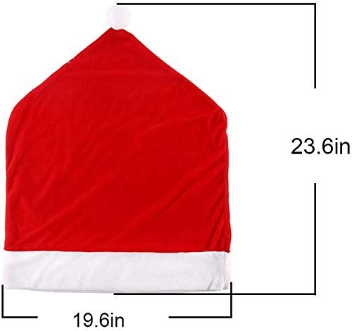 CCINEE 6PCS Christmas Chair Covers,Santa Claus Hat 60 × 50 cm, Red - 6 Pieces