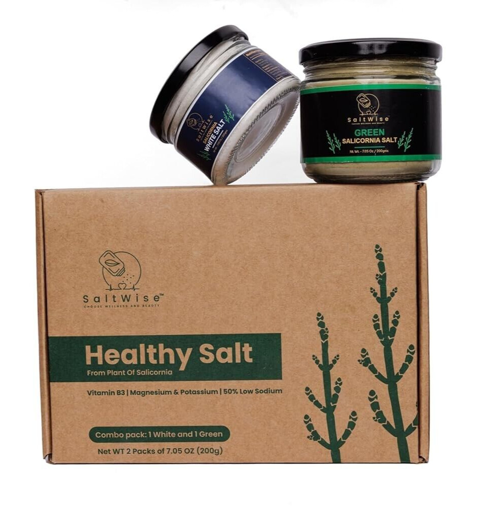 SaltWise Salt Gift Set – Green + White, Low Sodium, Vegan, Includes Tote & Shake