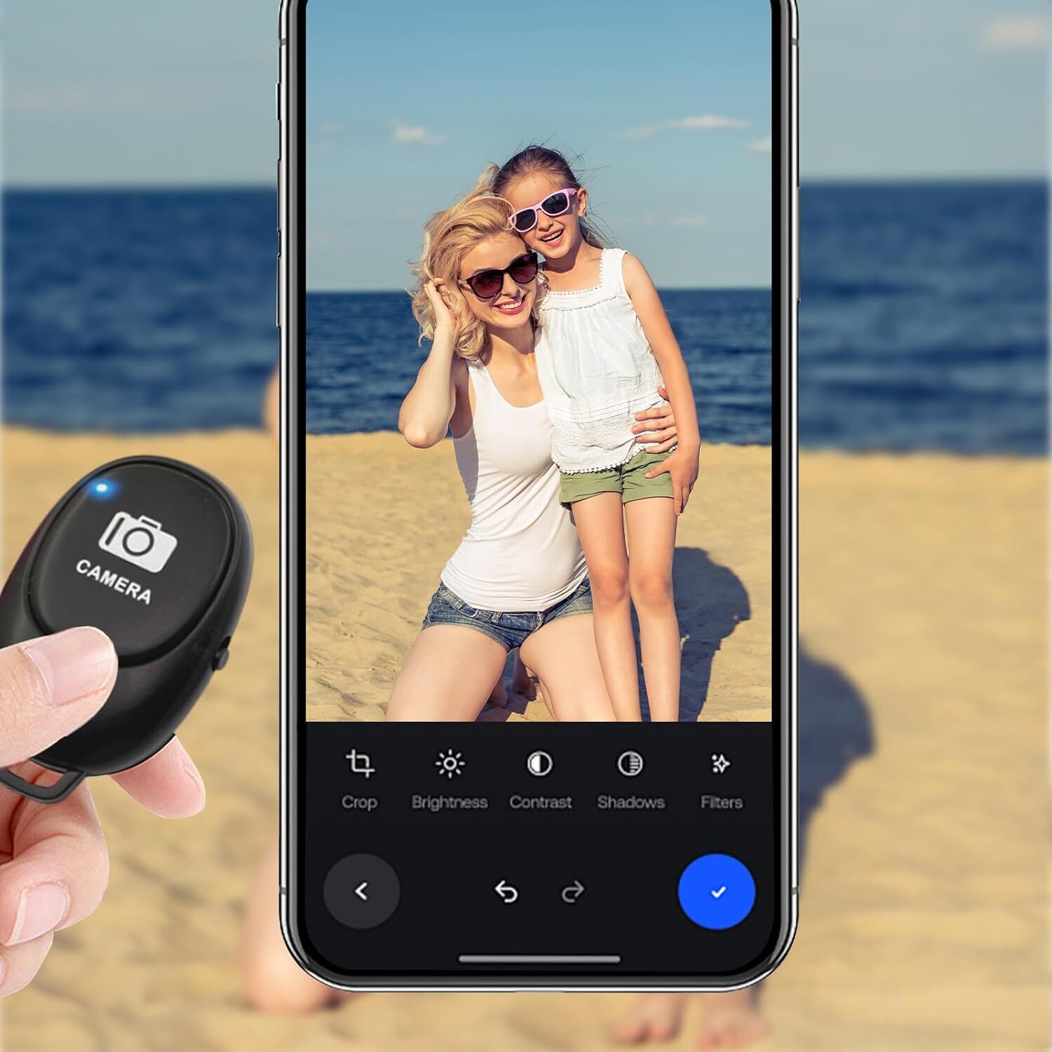 2 Pcs Camera Shutter Wireless Bluetooth Remote Control for Android Apple iPhone