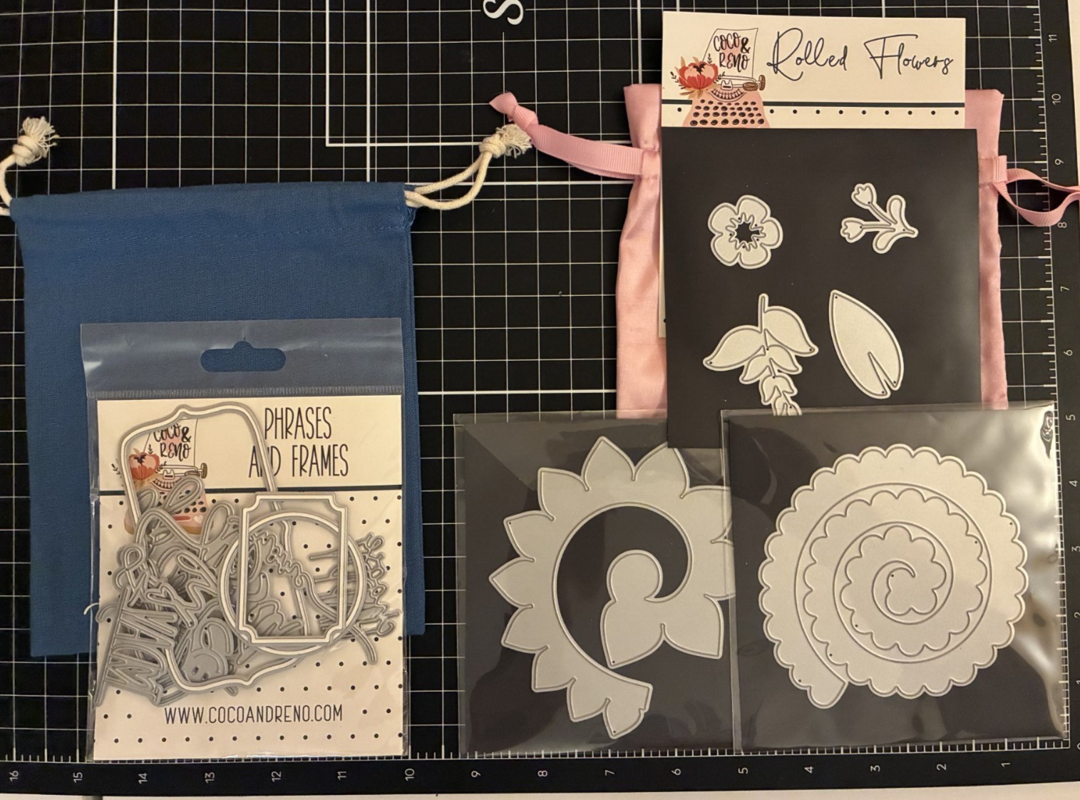Coco & Reno Cutting Dies ROLLED FLOWERS or PHRASES AND FRAMES Sun Kissed Smile