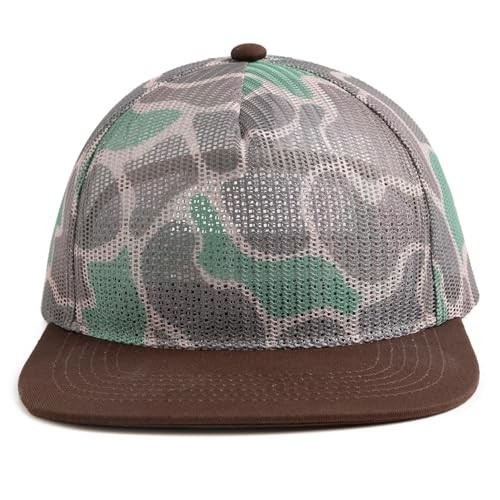 MEINICY Mesh Flat Bill Snapback Hat, 5-Panel Adjustable Blank Camouflage