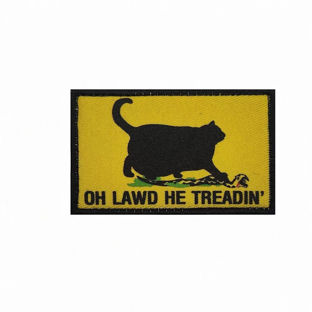 Oh Lawd He Treading Don't Tread on Me distresses flag Fat Cat Hook Loop Patch