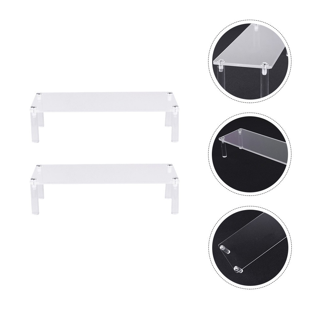 2Pcs Acrylic Display Rack Clear Reusable Storage Organizer Shelf