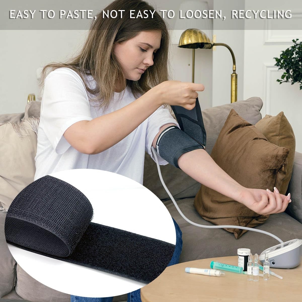 2'' Non-Adhesive Interlocking Nylon Fabric Fastener Strips - Hook & Loop Sewi...