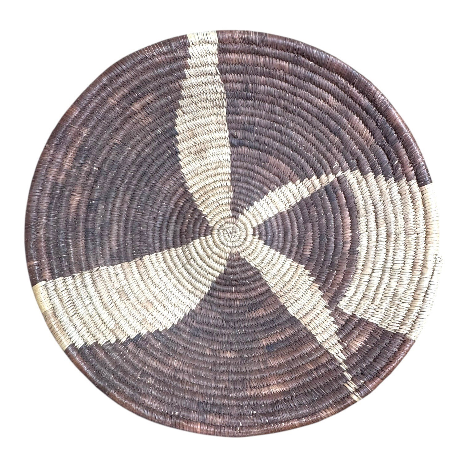 Vintage Handwoven Natural Coil Basket Pictoral Tribal Catch All Accent SW 12"