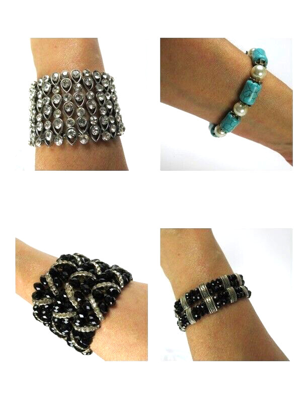 Lot of 7 elastic bead fashion bracelets for 4 different looks