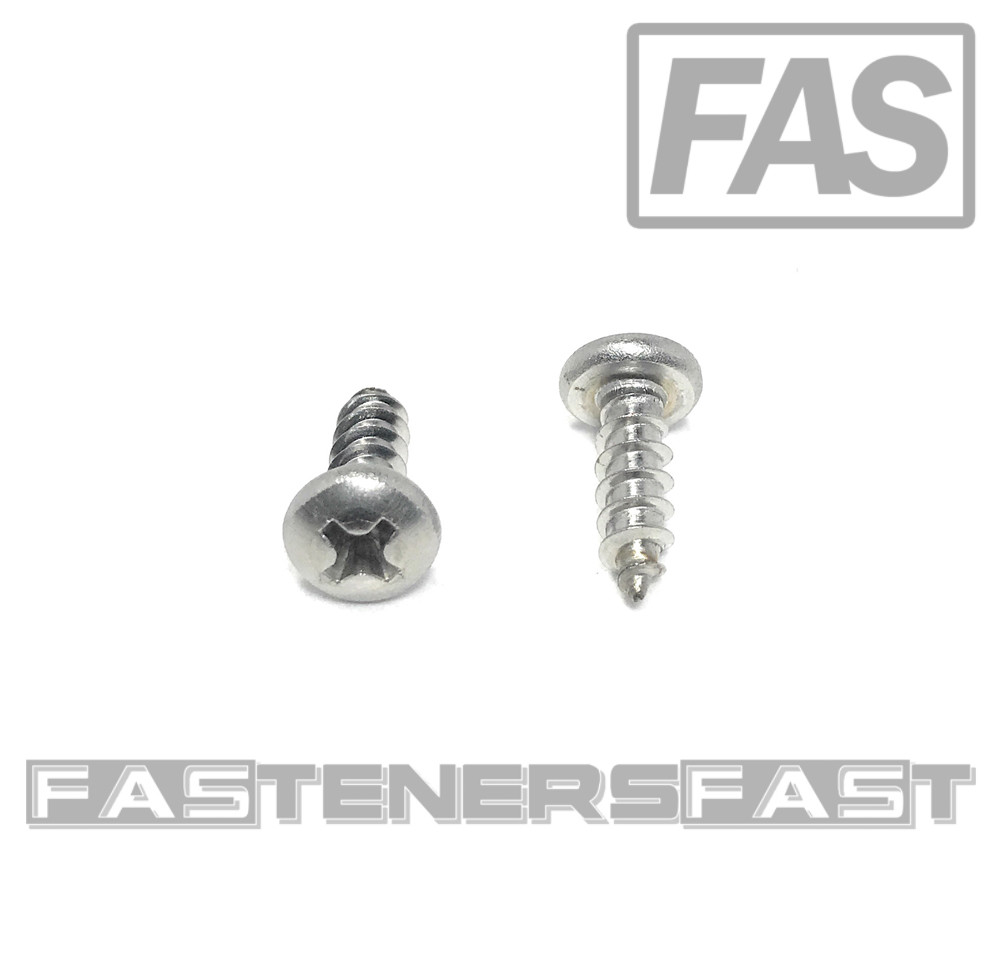 (100) #8 x 1/2 Stainless Steel Phillips Pan Head Sheet Metal Screws Type A