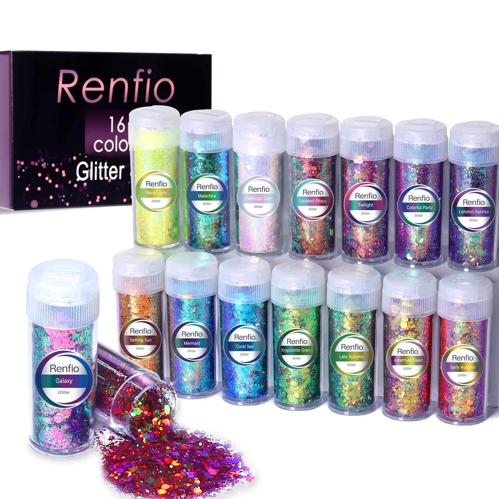 Chameleon Chunky Glitter, 16 Colors Color Shift Resin Glitter Set Each 10g/0....