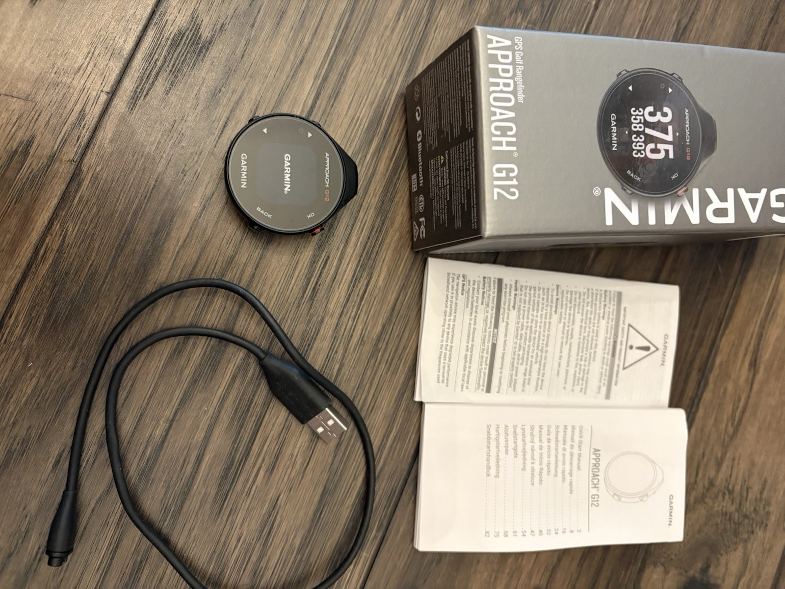 Garmin Approach G12 GPS Golf Rangefinder Black Bluetooth USB Cable Manual