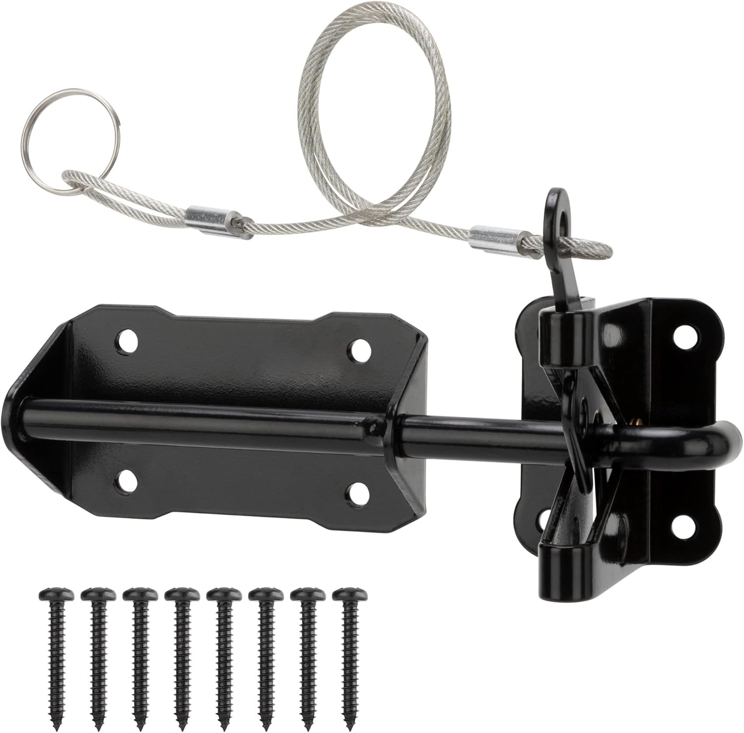 Heavy Duty Automatic Gate Latch Wooden Fence W/ Cable Pull 7.5" Self Locking