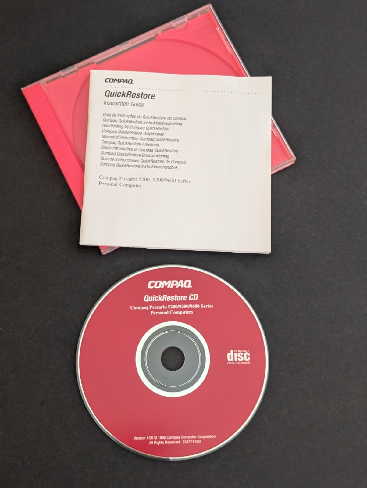 Compaq Quick Restore 1995 CD Presario 5200 9200 9600 and Installation Guide