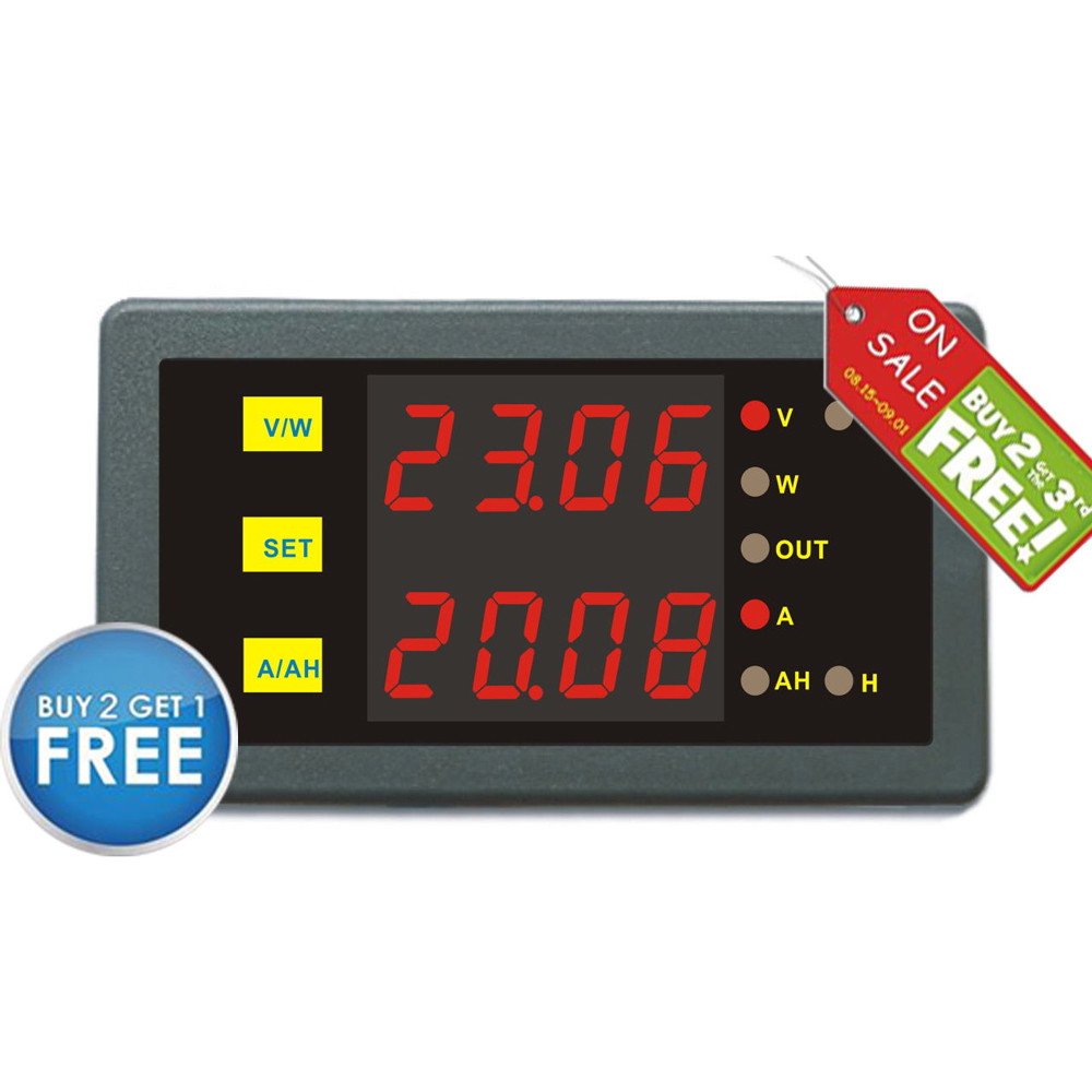 Battery Monitor DC Programmable 0-200V 0-500A Voltage AMP Ah Power Combo Meter